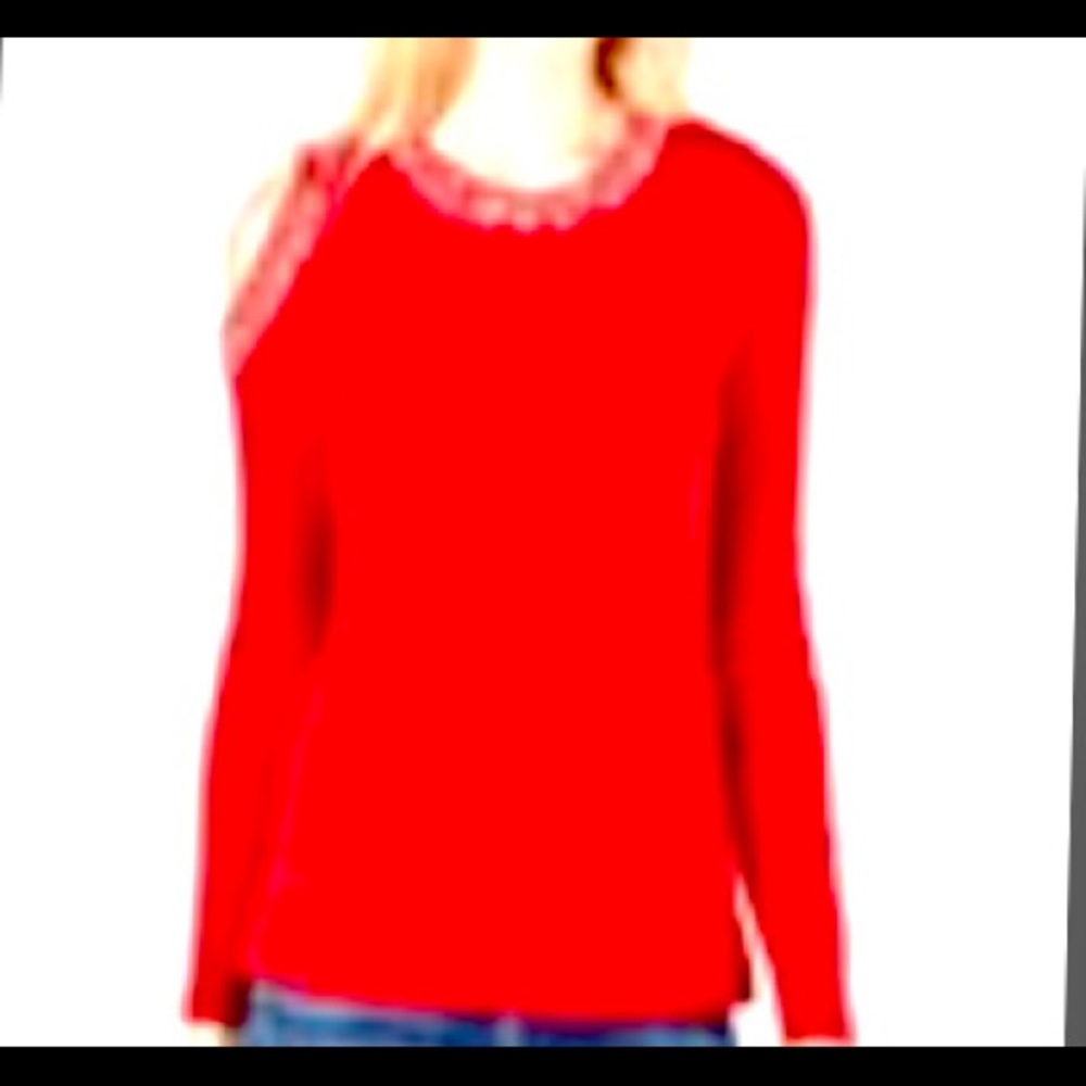 I.N.C. Embellished Cold Shoulder Sweater